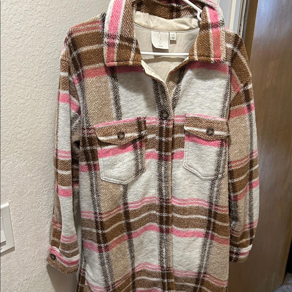 JOIE Plaid Button-Up Coat